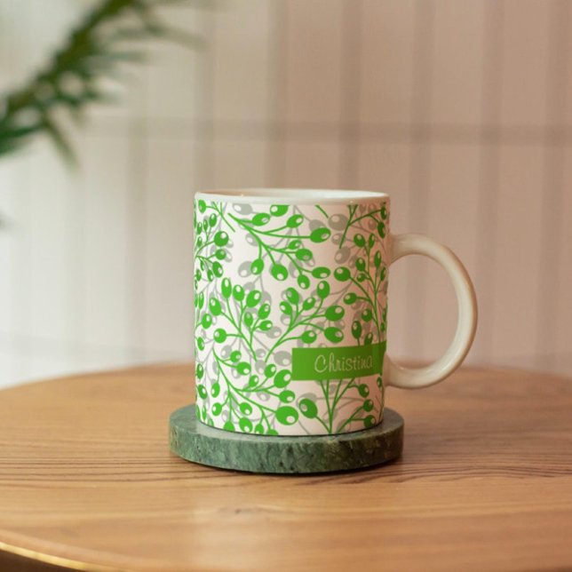 Leafy Green Pattern Moderne Eleganter Individuelle Tasse (Von Creator hochgeladen)