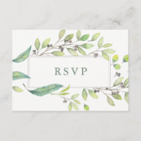 Leafy Green | Trendy Watercolor Frame Wedding RSVP