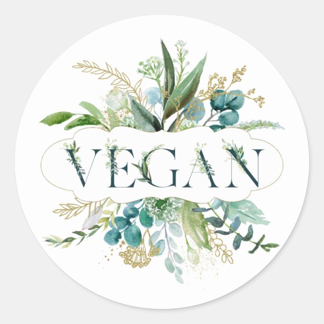Leafy Green Vegan Design Runder Aufkleber (Vorderseite)