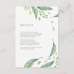 Leafy Green   Watercolor Hochzeitgastinformationen Begleitkarte