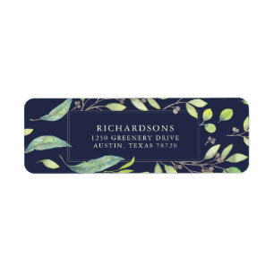 Leafy Green Watercolor in Midnight Blue