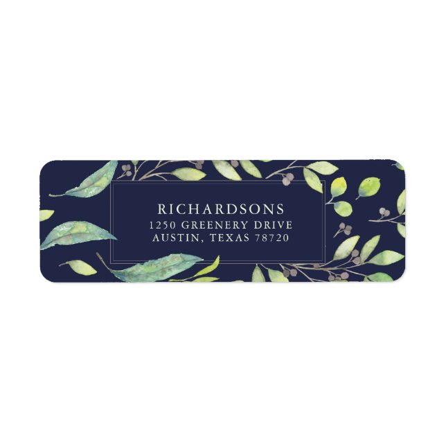 Leafy Green Watercolor in Midnight Blue (Vorne)