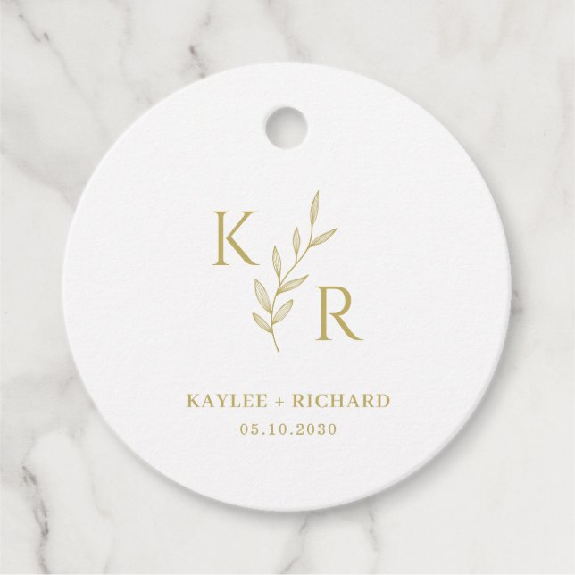 Leafy Initials Wedding Bridal Verlobung Probe Geschenkanhänger (Vorderseite)