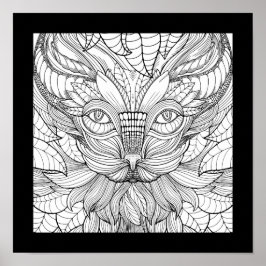 Leafy Jungle Cat Peeking durch die Blätter Poster