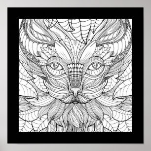 Leafy Jungle Cat Peeking durch die Blätter Poster