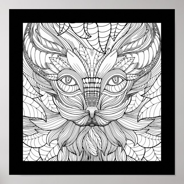 Leafy Jungle Cat Peeking durch die Blätter Poster (Vorne)