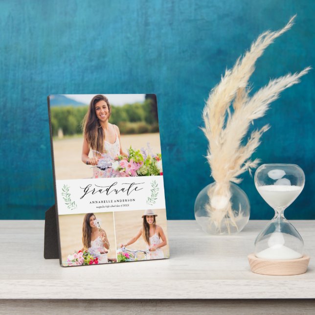 Leafy Laurels Abschluss Foto Plaque Fotoplatte (Seite)