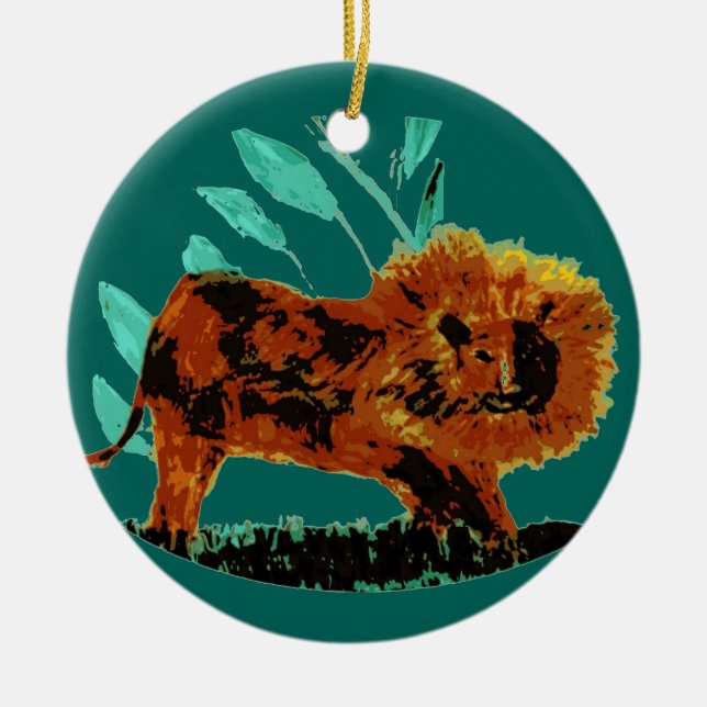Leafy Lion Wild Animal Keramikornament (Vorne)