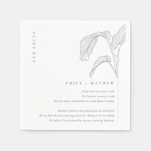 Leafy Palm Sketch Schwarz-weiße Hochzeitspass Fakt Serviette