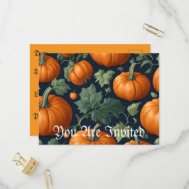 Leafy Pumpkin Patch Einladungspostkarte