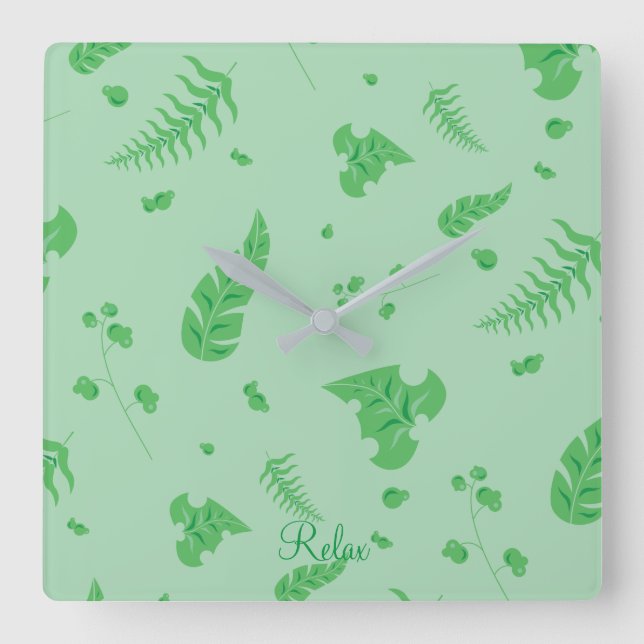 Leafy Quadratische Wanduhr (Vorderseite)