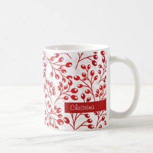 Leafy Red Pattern Moderne Elegante Individuelle Na Kaffeetasse