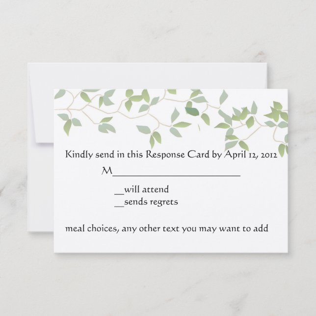Leafy RSVP Card Karte (Vorderseite)