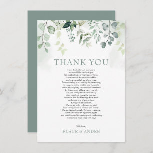 Leafy Sage Green Eukalyptus Garden Wedding Dankeskarte