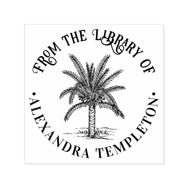 Leafy Sago Palm Tree Library Name Permastempel (Design)