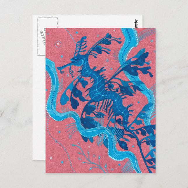 Leafy Sea Dragon Seepferd Unterwassermalerei Postkarte (Vorne/Hinten)