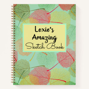Leafy Stylish Sketch Personalisiert Spiral Noteboo Notizbuch