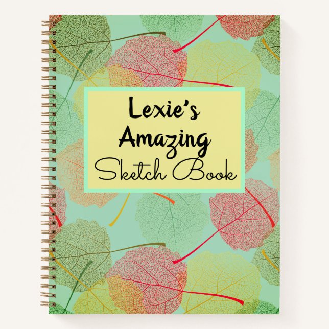Leafy Stylish Sketch Personalisiert Spiral Noteboo Notizbuch (Vorderseite)