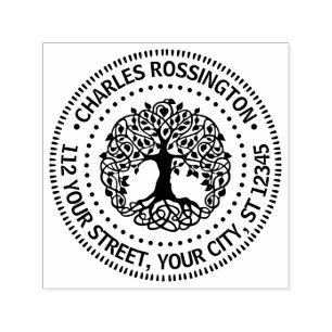 Leafy Tree mit Roots Name Rücksendeadresse NT von Permastempel