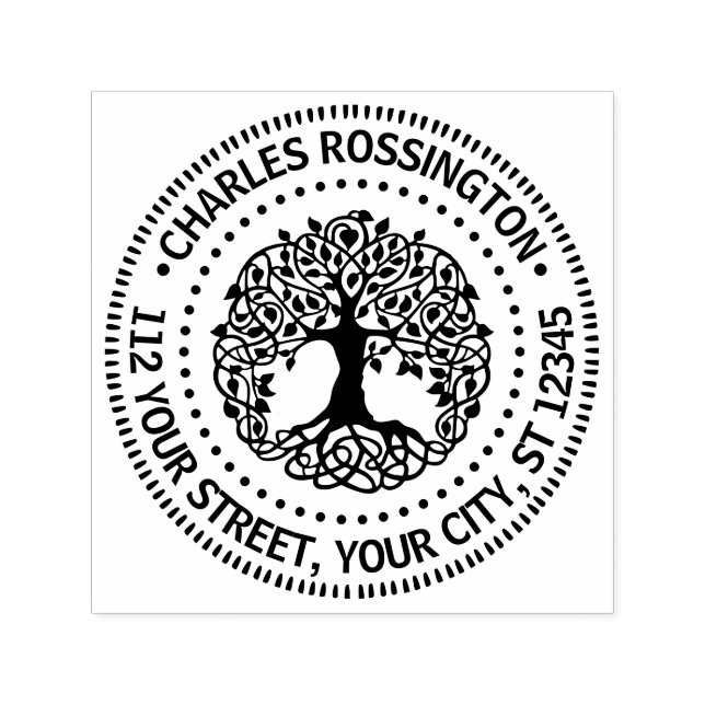 Leafy Tree mit Roots Name Rücksendeadresse NT von Permastempel (Design)