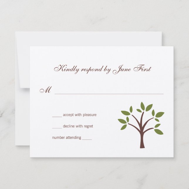 Leafy Tree Wedding Response RSVP Karte (Vorderseite)