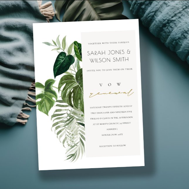 Leafy Tropical Palm Foliage Vow Renewal Einladung (Von Creator hochgeladen)