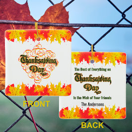 Leafy Typographic Erntedank Day Words Keramikornament