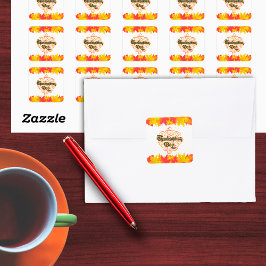 Leafy Typographic Erntedank Day Words Quadratischer Aufkleber