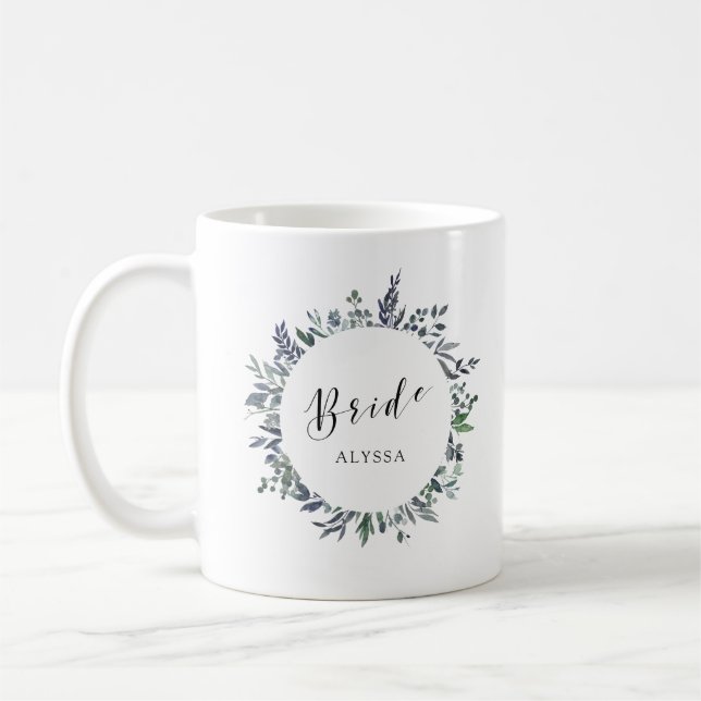 Leafy Watercolor | Braut Kaffeetasse (Links)