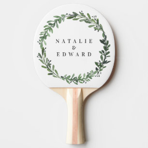 leafy watercolor floral wedding tischtennis schläger