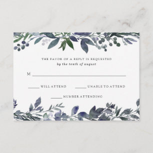 Leafy Watercolor HochzeitsrSVP RSVP Karte