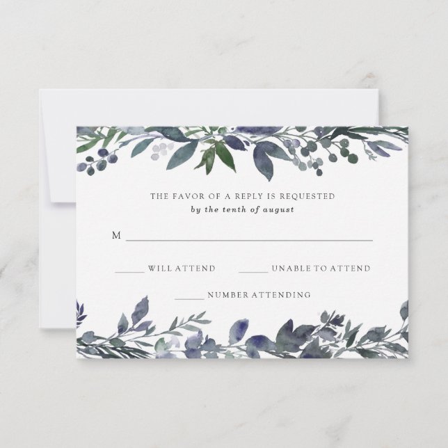 Leafy Watercolor | HochzeitsrSVP RSVP Karte (Vorderseite)