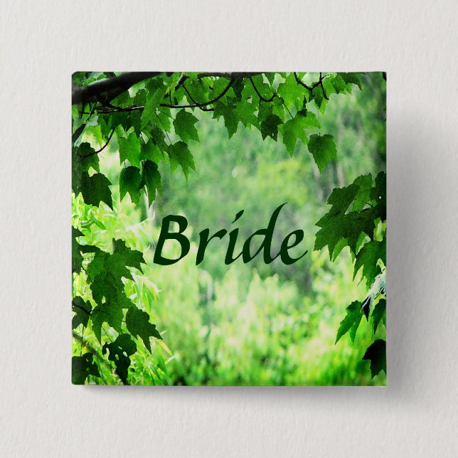 Leafy Wedding Bridal Button (Vorderseite)