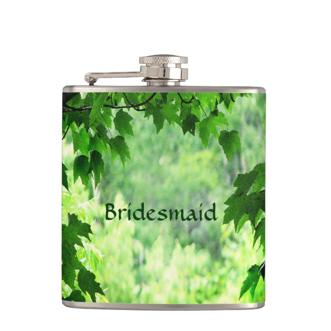 Leafy Wedding Bridesmaid Flachmann (Vorderseite)