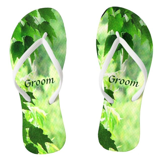 Leafy Wedding Groom Flip Flops (Fußbett)