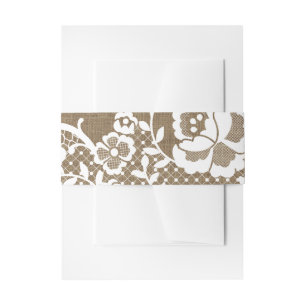 Leafy White Lace Muster über dunklem Burlap Einladungsbanderole