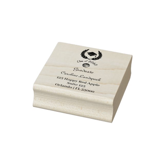 Leafy Wreath Graduate Cap Rücksendeadresse Gummistempel (Stempel)