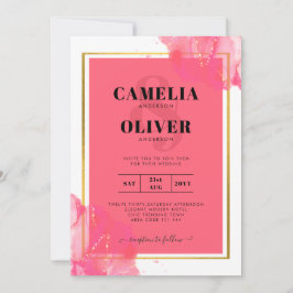 Leah G Lachs PINK GOLD WEDDING Alkohol Tinte Einladung