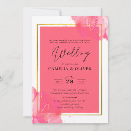 Leah G Lachs PINK GOLD WEDDING Alkohol Tinte Einladung