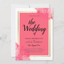 Leah G Lachs PINK GOLD WEDDING Alkohol Tinte Einladung