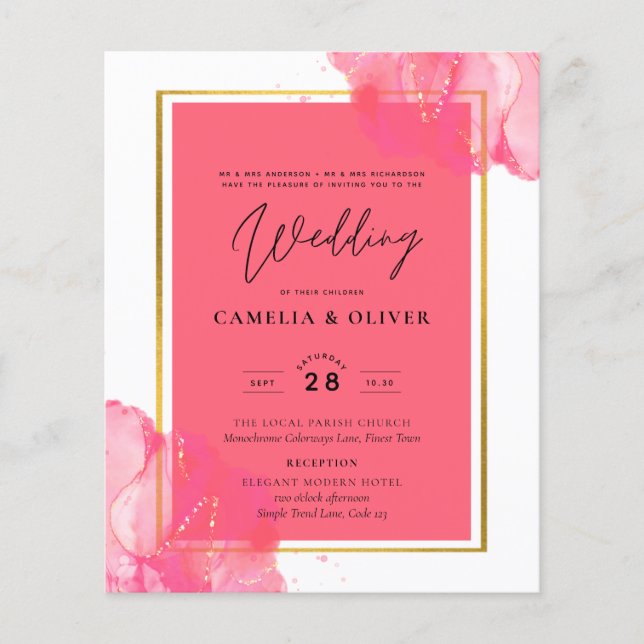 Leah G Lachs PINK GOLD WEDDING Alkohol Tinte Flyer (Vorne)