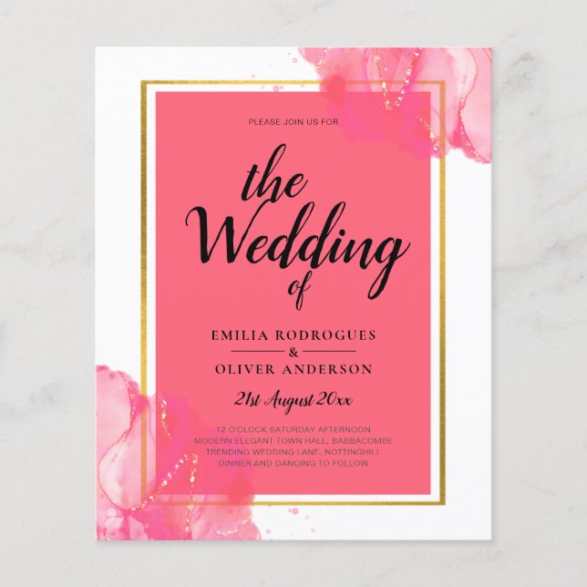 Leah G Lachs PINK GOLD WEDDING Alkohol Tinte Flyer (Vorne)