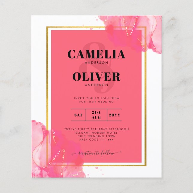 Leah G Lachs PINK GOLD WEDDING Alkohol Tinte Flyer (Vorne)
