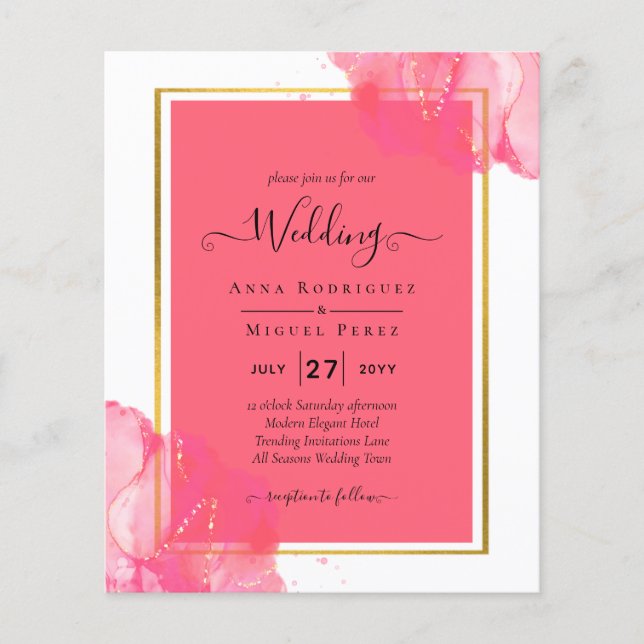Leah G Lachs PINK GOLD WEDDING Alkohol Tinte Flyer (Vorne)