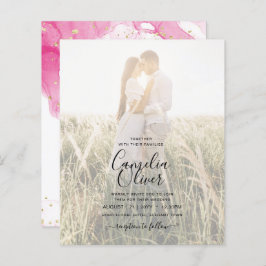 Leah G PINK GOLD INK Abstrakt Wedding INVITE