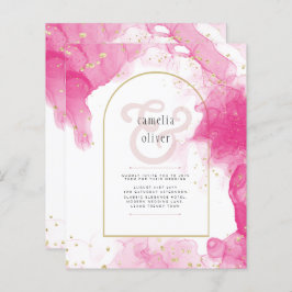 Leah G PINK GOLD INK Abstrakt Wedding INVITE
