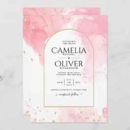 Leah G PINK GOLD INK Abstrakt Wedding INVITE Einladung