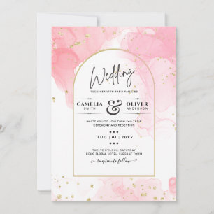 Leah G PINK GOLD INK Abstrakt Wedding INVITE Einladung