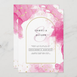 Leah G PINK GOLD INK Abstrakt Wedding INVITE Einladung