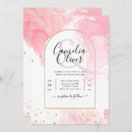 Leah G PINK GOLD INK Abstrakt Wedding INVITE Einladung